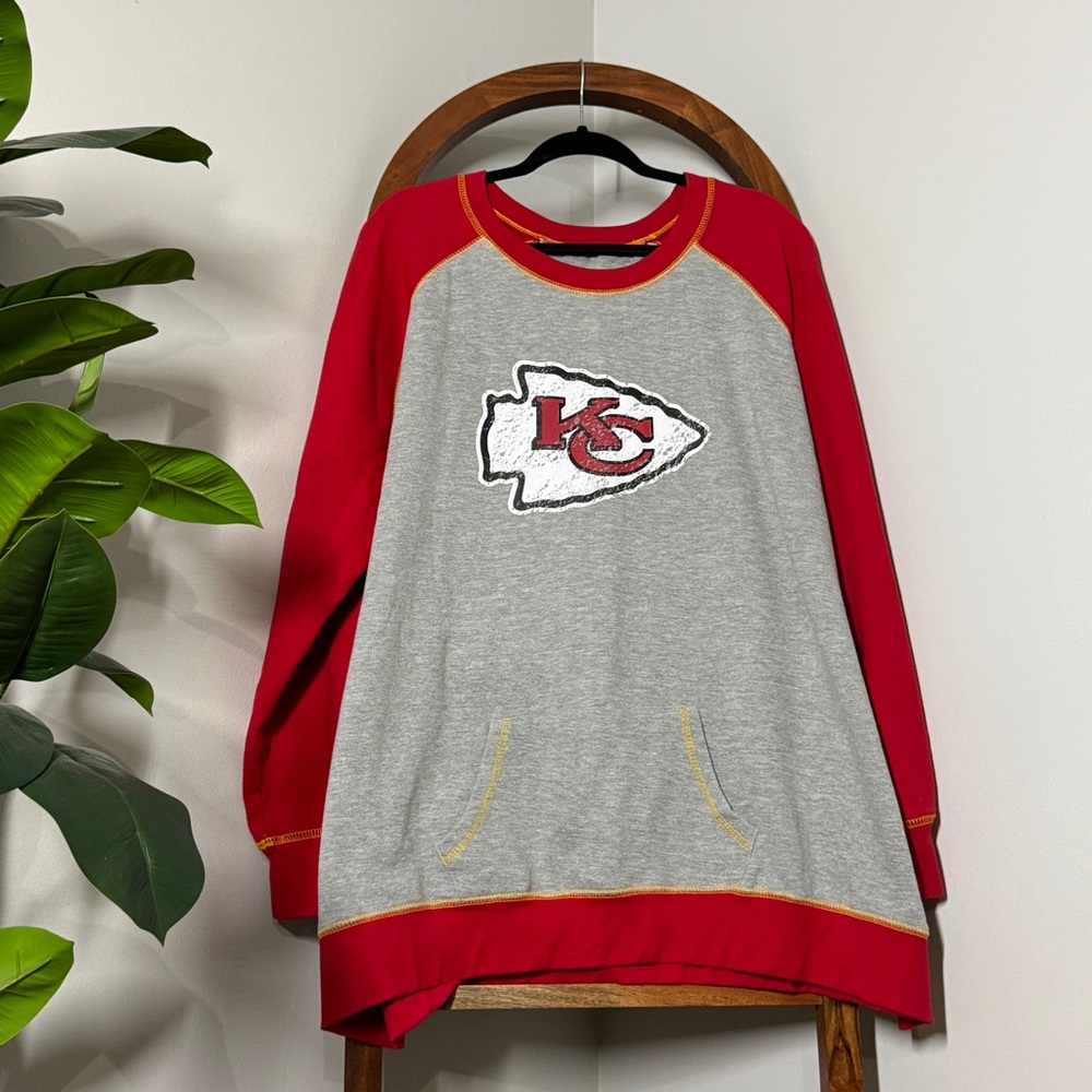 Majestic 3X KC Kansas City Chiefs Pull Over Sweatshirt